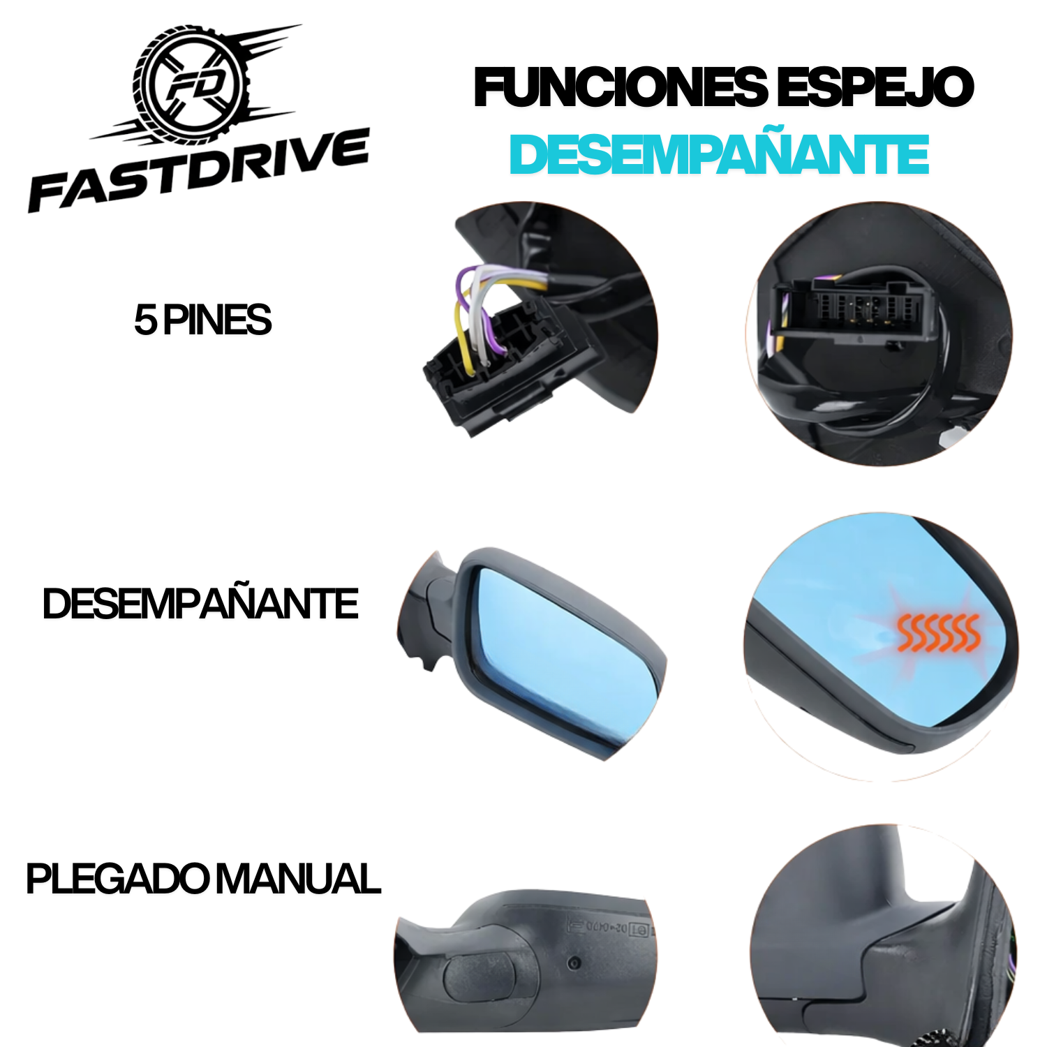 Par De Espejos Eléctricos Golf, Jetta A4 1999 A 2007 Luna Azul