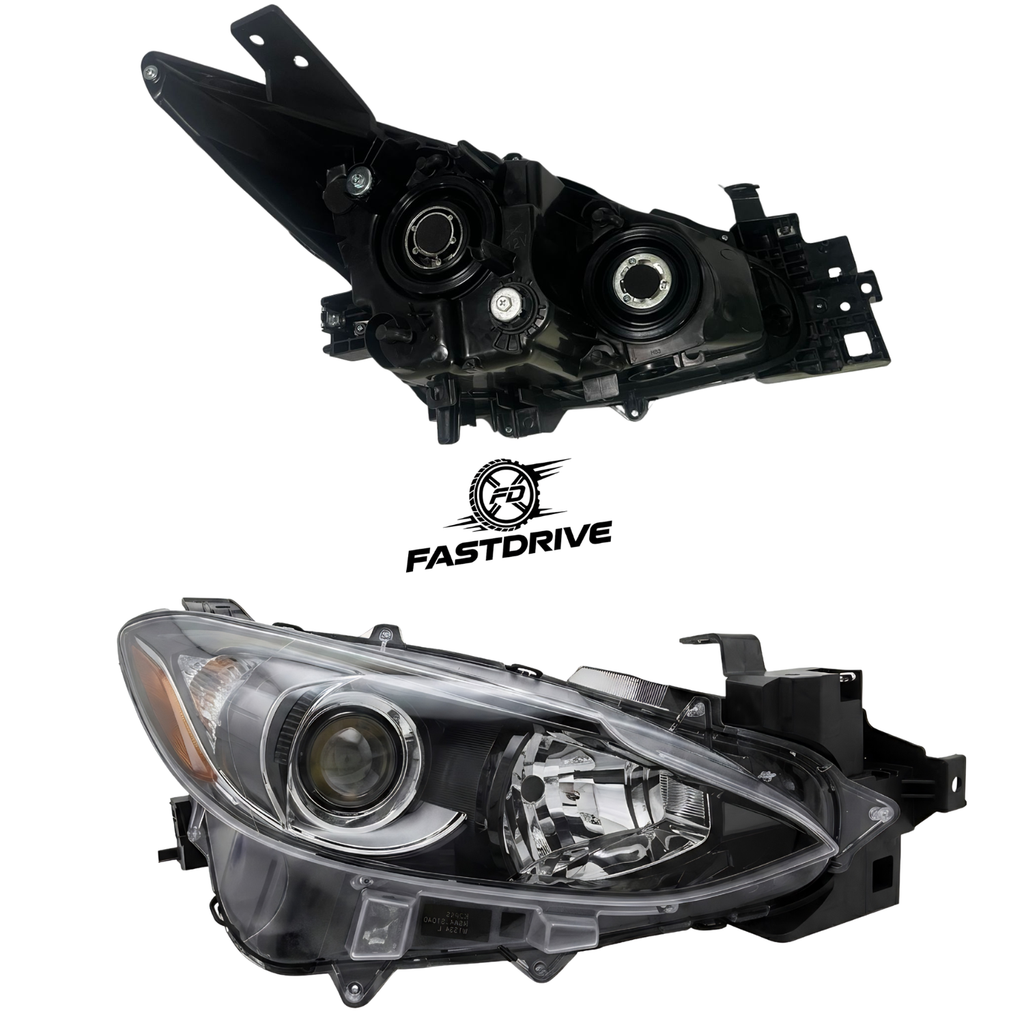 Par De Faros Para Mazda 3 2014 A 2016 Con Lupa Fondo Negro