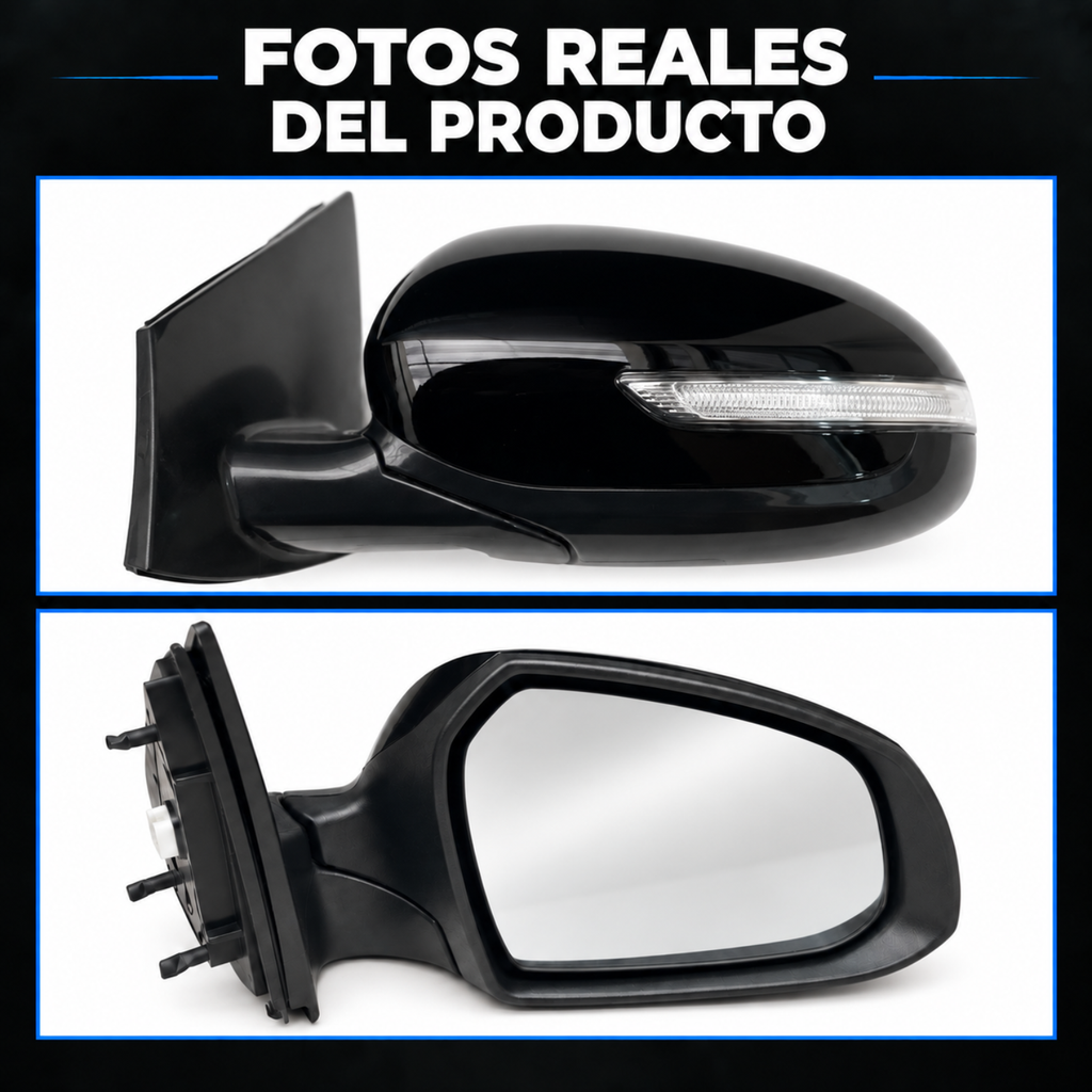 Par de Espejos Eléctricos Abatibles con Direccional LED para Kia Sportage 2016 a 2022, 8 Pines
