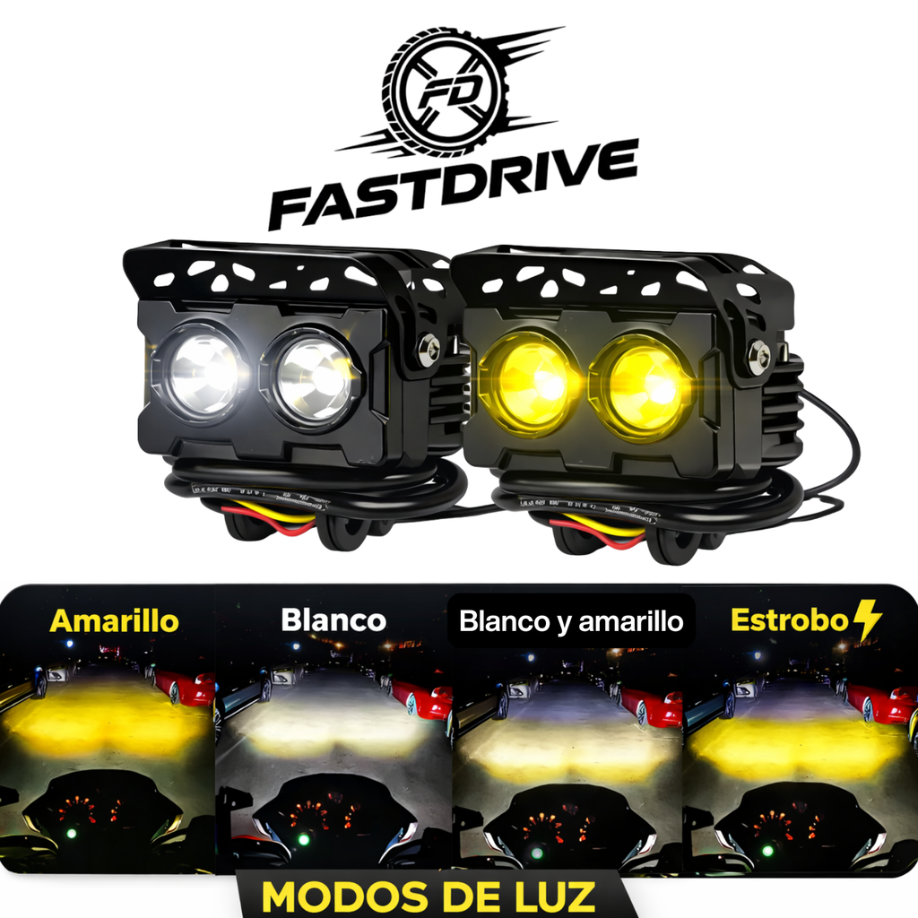 Par De Faros Auxiliares Lupa Doble Color Luz Auto/moto/Trailer/Camioneta