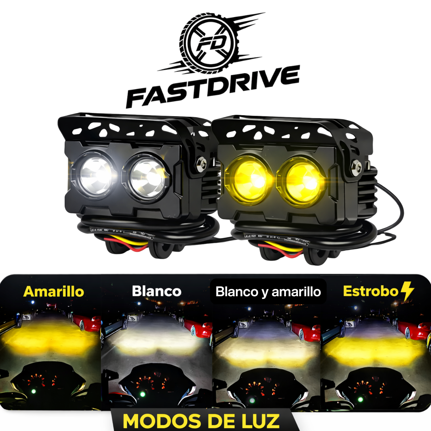 Par De Faros Auxiliares Lupa Doble Color Luz Auto/moto/Trailer/Camioneta