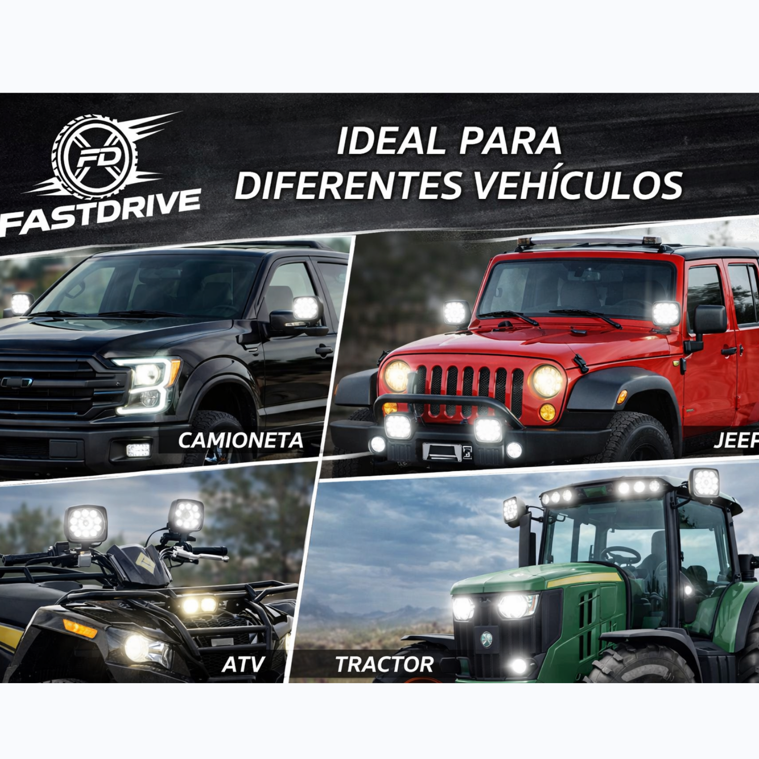 Par Faros Led Redondo 100% Aluminio Disipador Grueso