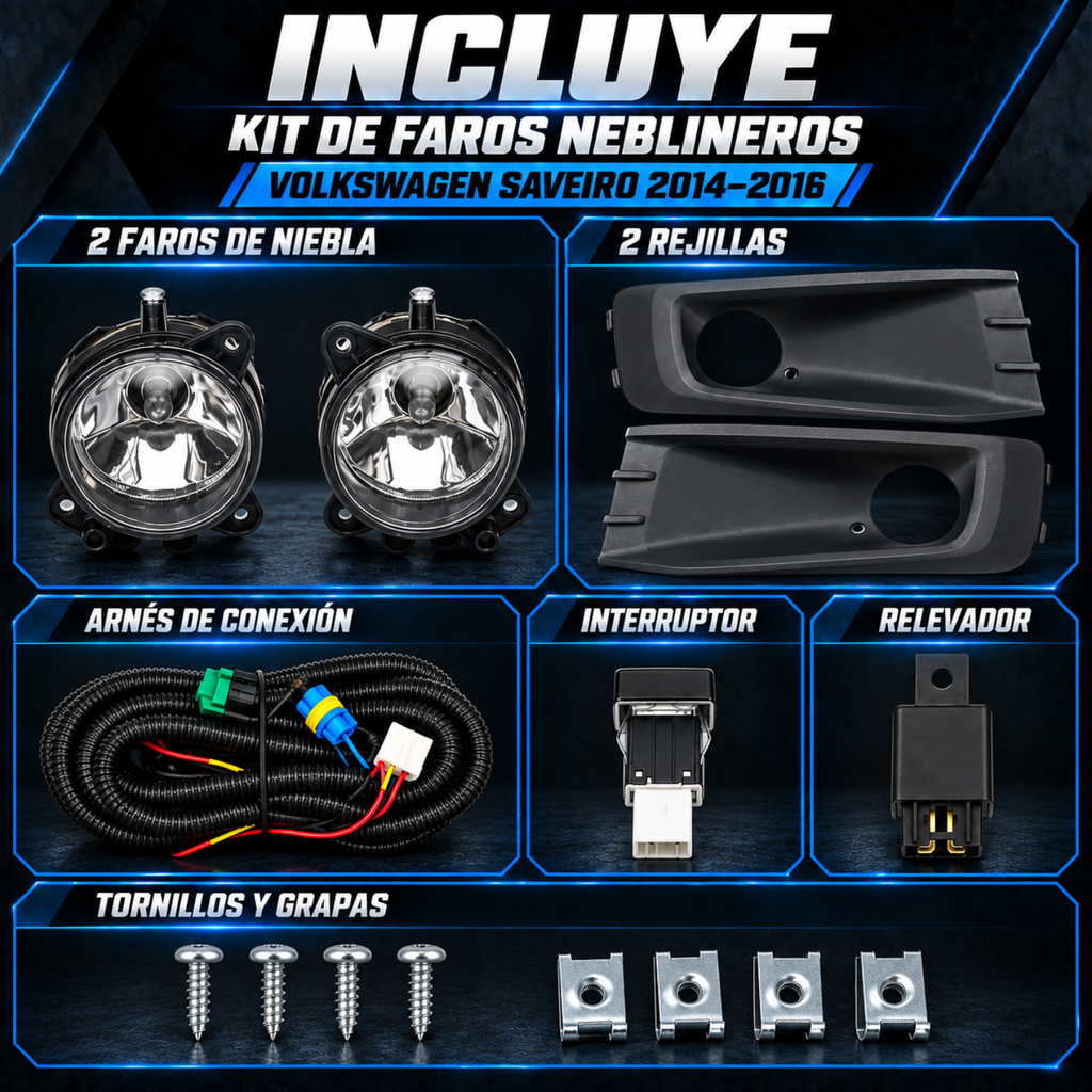 Kit de Faros de Niebla con Focos para Volkswagen Saveiro 2014 a 2016