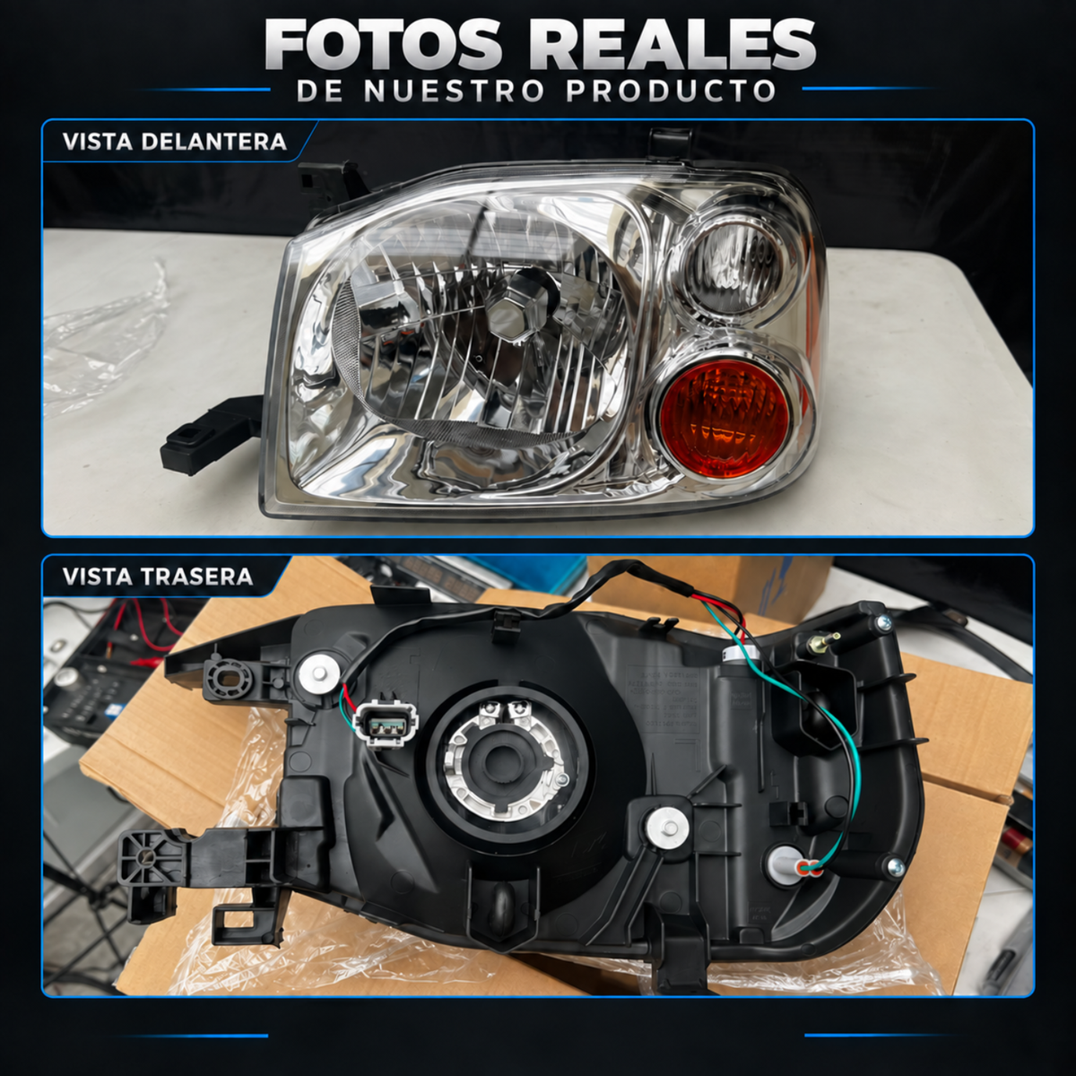 Par de Faros Cromados para Nissan D22 NP300 2008-2015