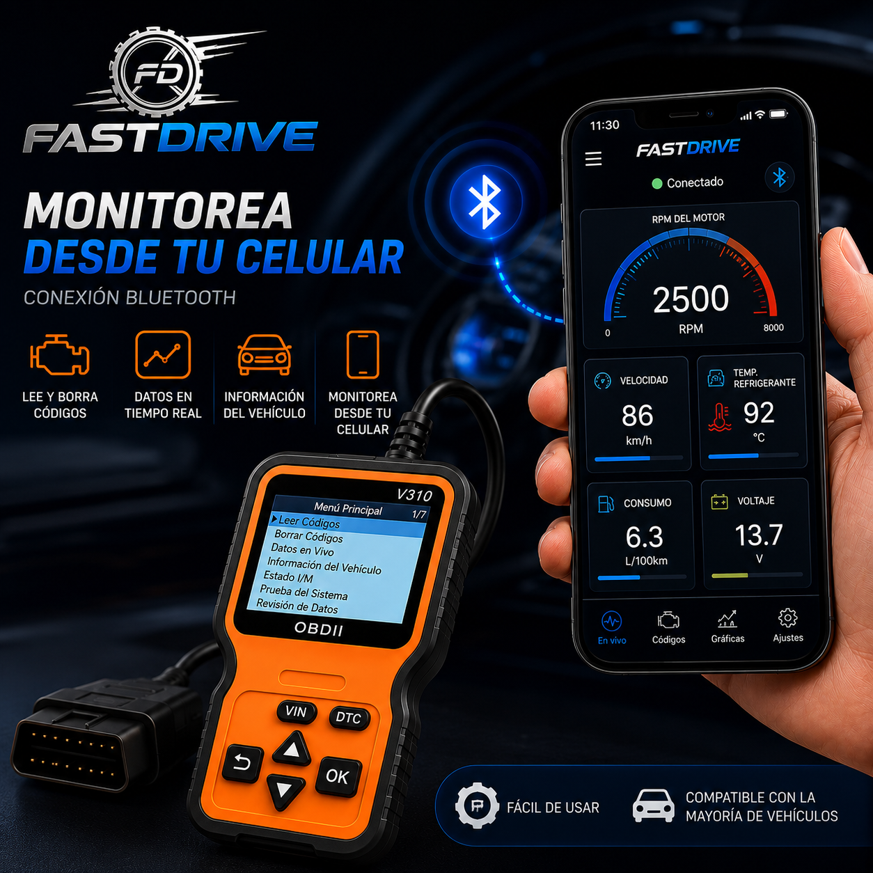 Scanner Automotriz Profesional Multilenguaje Para Diagnóstico Vehicular Fastdrive