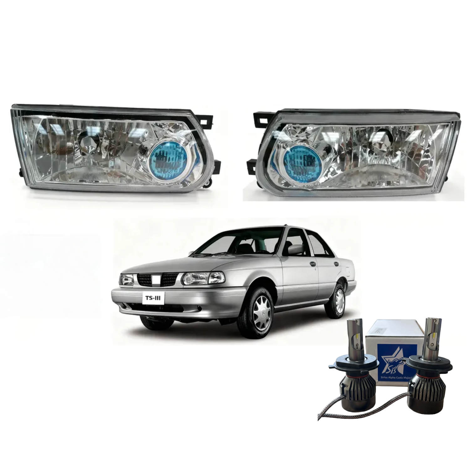 Par de Faros Nissan Tsuru 3 Ts-iii 2005 A 2017 Con Focos Led H4