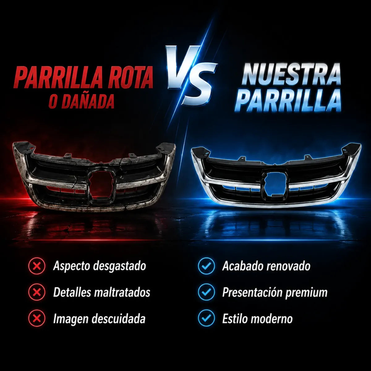 Parrilla Delantera para Honda CR-V 2010 a 2011 con Filo Cromado
