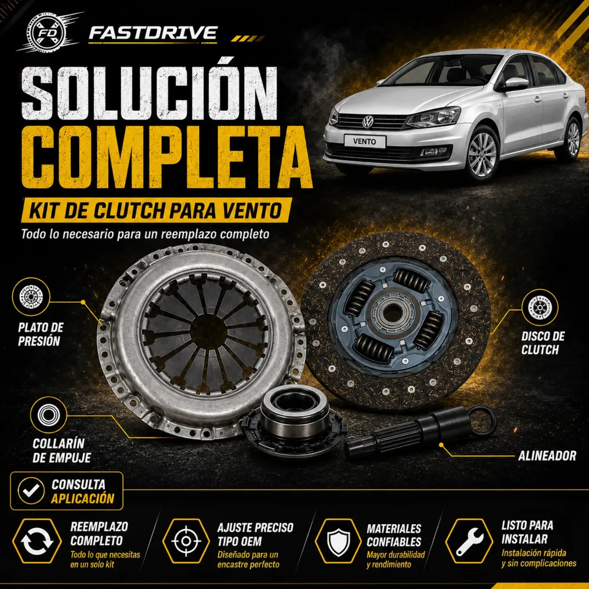 Kit de Clutch para Volkswagen Vento 2014 a 2022 1.6L 622334300