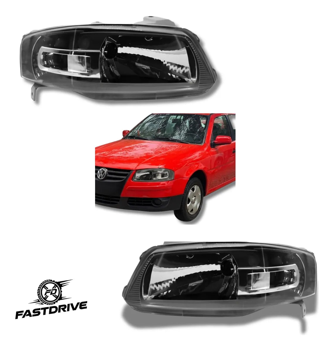 Par De Faros Vw Pointer Gt Fondo Negro 2006 A 2009 Fastdrive
