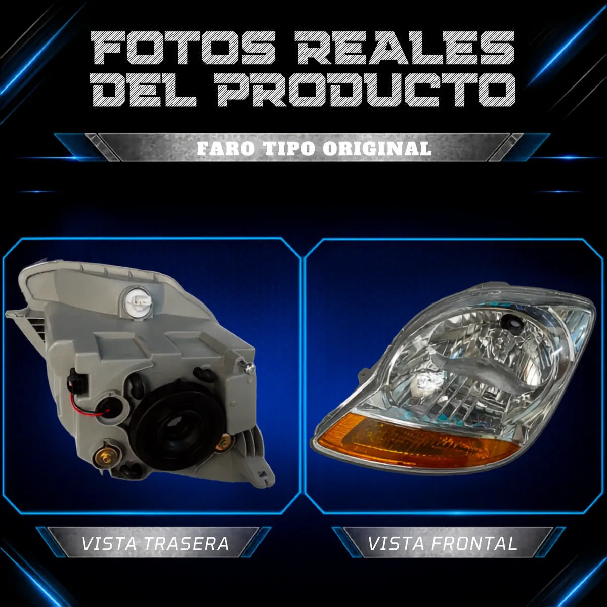 Par de Faros para Chevrolet Matiz 2006 a 2015 Fondo Cromado