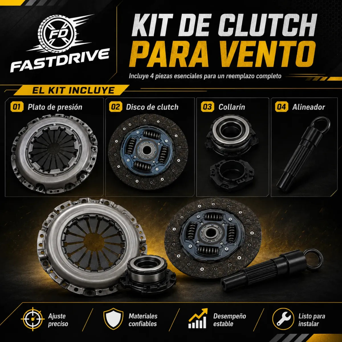 Kit de Clutch para Volkswagen Vento 2014 a 2022 1.6L 622334300