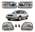 Par de Faros y Cuartos Delanteros para Nissan Tsuru III 2005 a 2017 | Kit Completo
