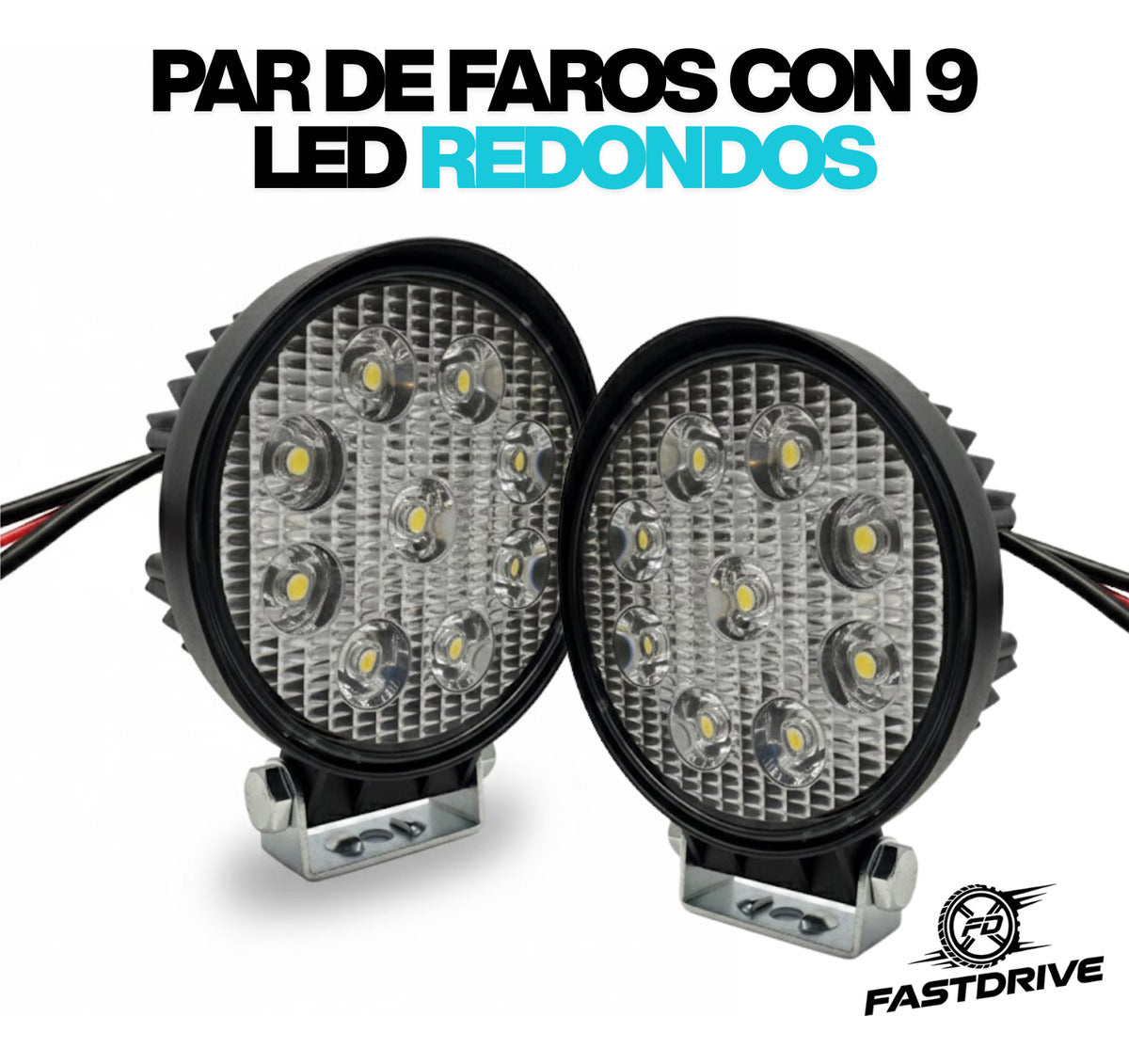 Par Faros Led Redondo 100% Aluminio Disipador Grueso