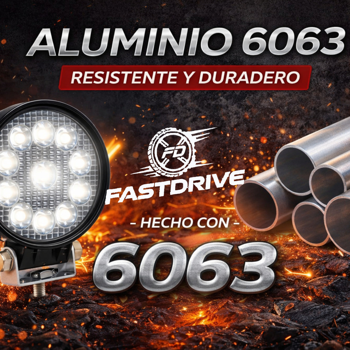 Par Faros Led Redondo 100% Aluminio Disipador Grueso