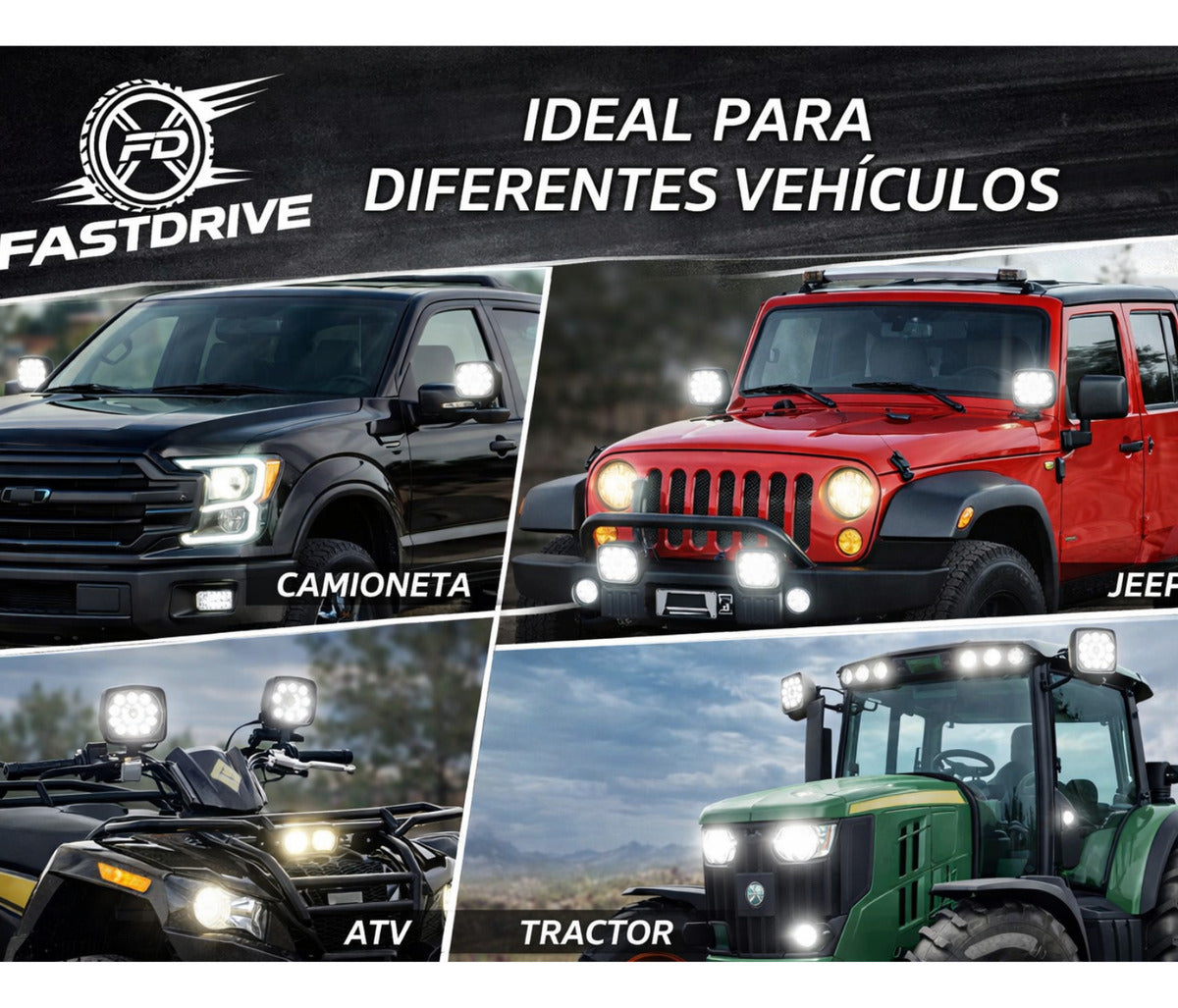 Par Faros Led Redondo 100% Aluminio Disipador Grueso