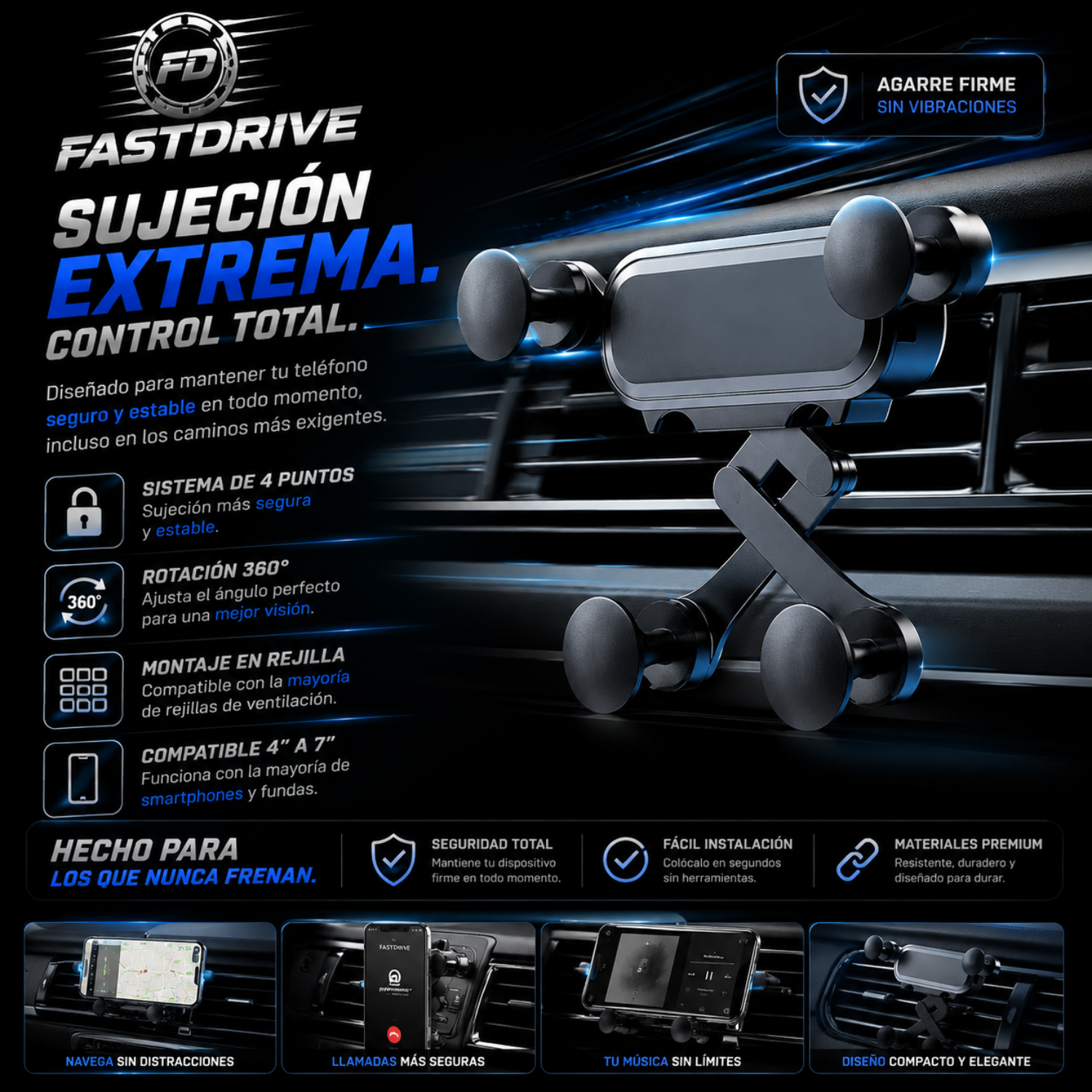 Soporte Celular Para Rejilla De Aire Con Rotación 360° Fastdrive