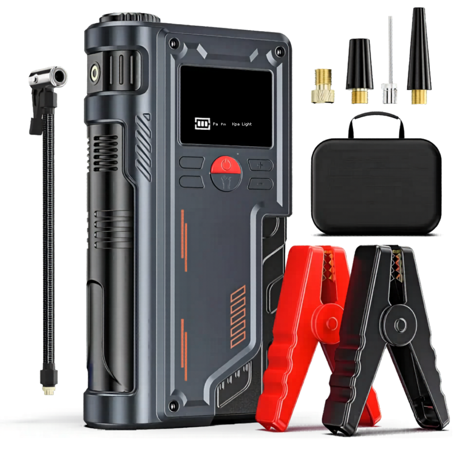 Arrancador Portátil 8000A 12V con Inflador De Llantas 150 PSI Lampara Led y Power Bank Fastdrive